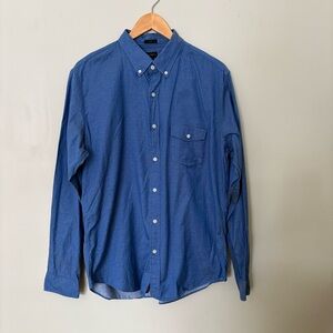 J. Crew Casual Blue Dotted Chambray Button-Down Shirt 100% Cotton Mauritius